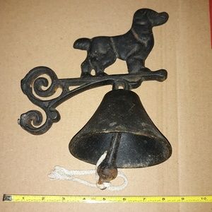Rustic, cast iron, dog, bell,cast iron, yard, farm